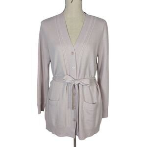 Peter Hahn Cashmere Long Sleeve Cardigan Sweater Gray Size Large Kaschmir